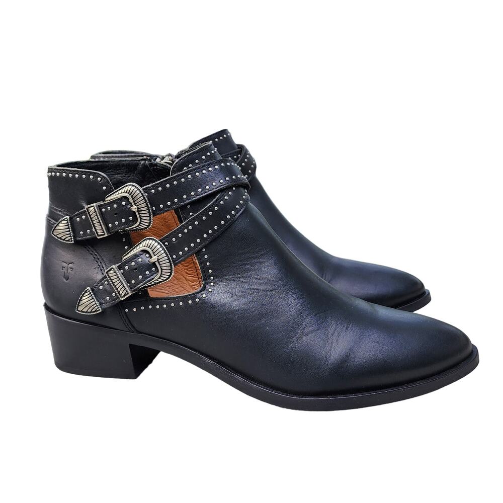 Frye Ray Western Shootie Double Buckle Ankle Boots 10 - Picture 4 of 12